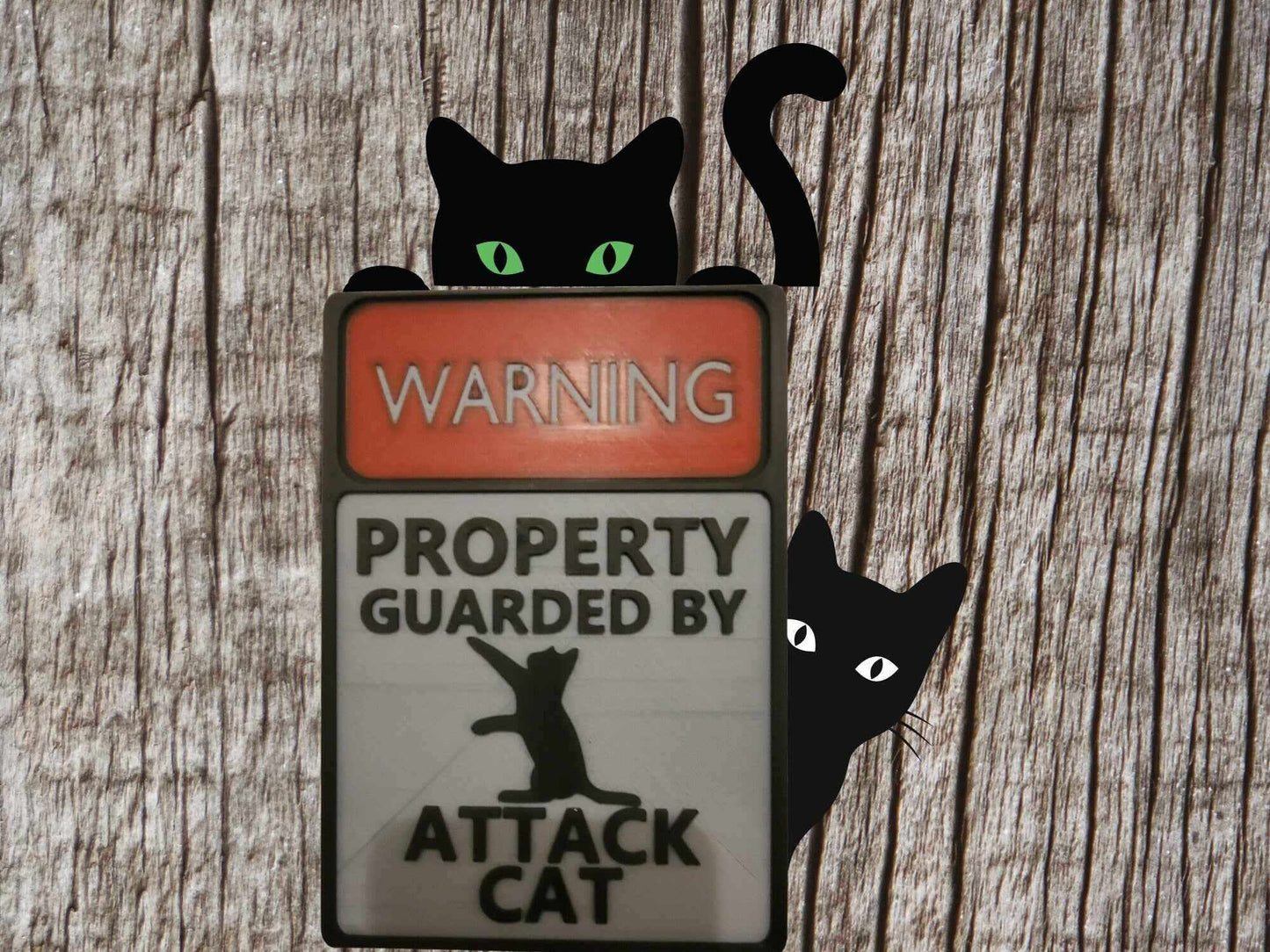3d Printed Warning sign- Attack Cat-Funny