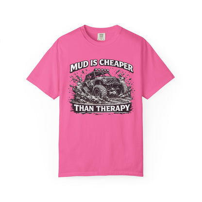 Mud Is Cheaper Than Therapy Shirt, UTV T-Shirt, Side By Side Graphic Tee, SXS Rider Gift, Off Road Adventure Apparel