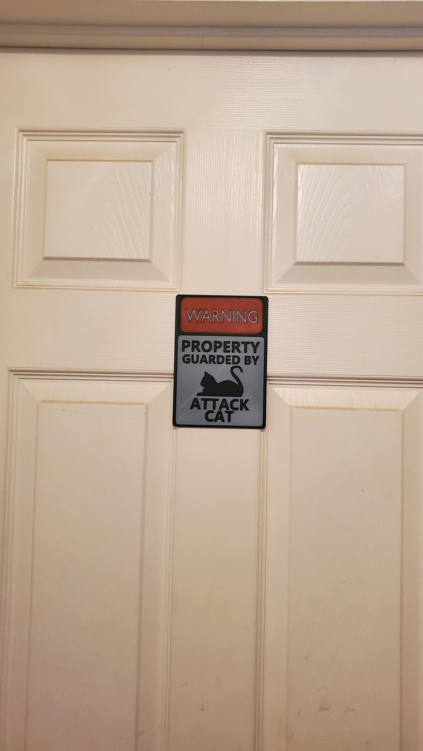 3d Printed Warning sign- Attack Cat-Funny