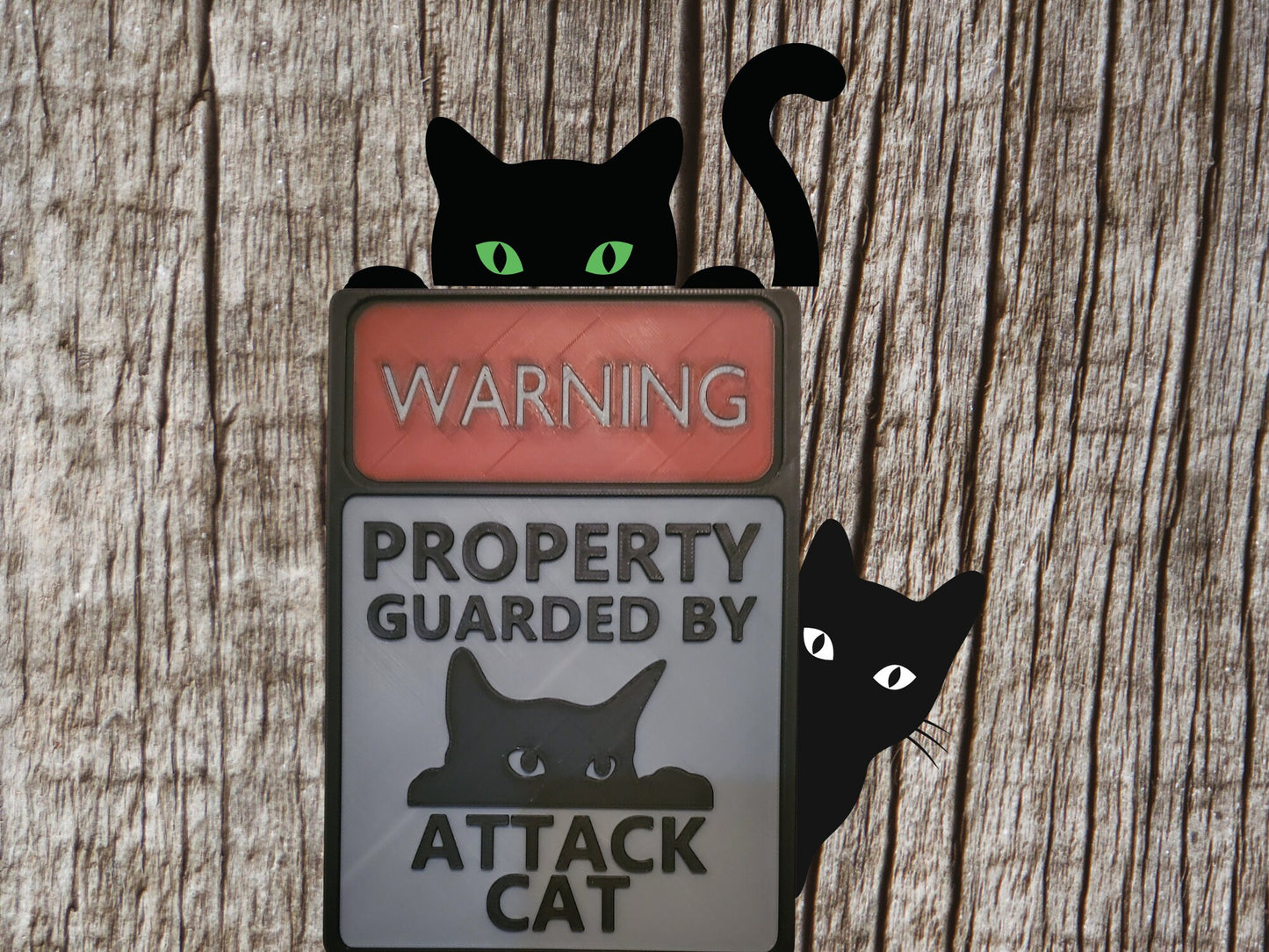 3d Printed Warning sign- Attack Cat-Funny