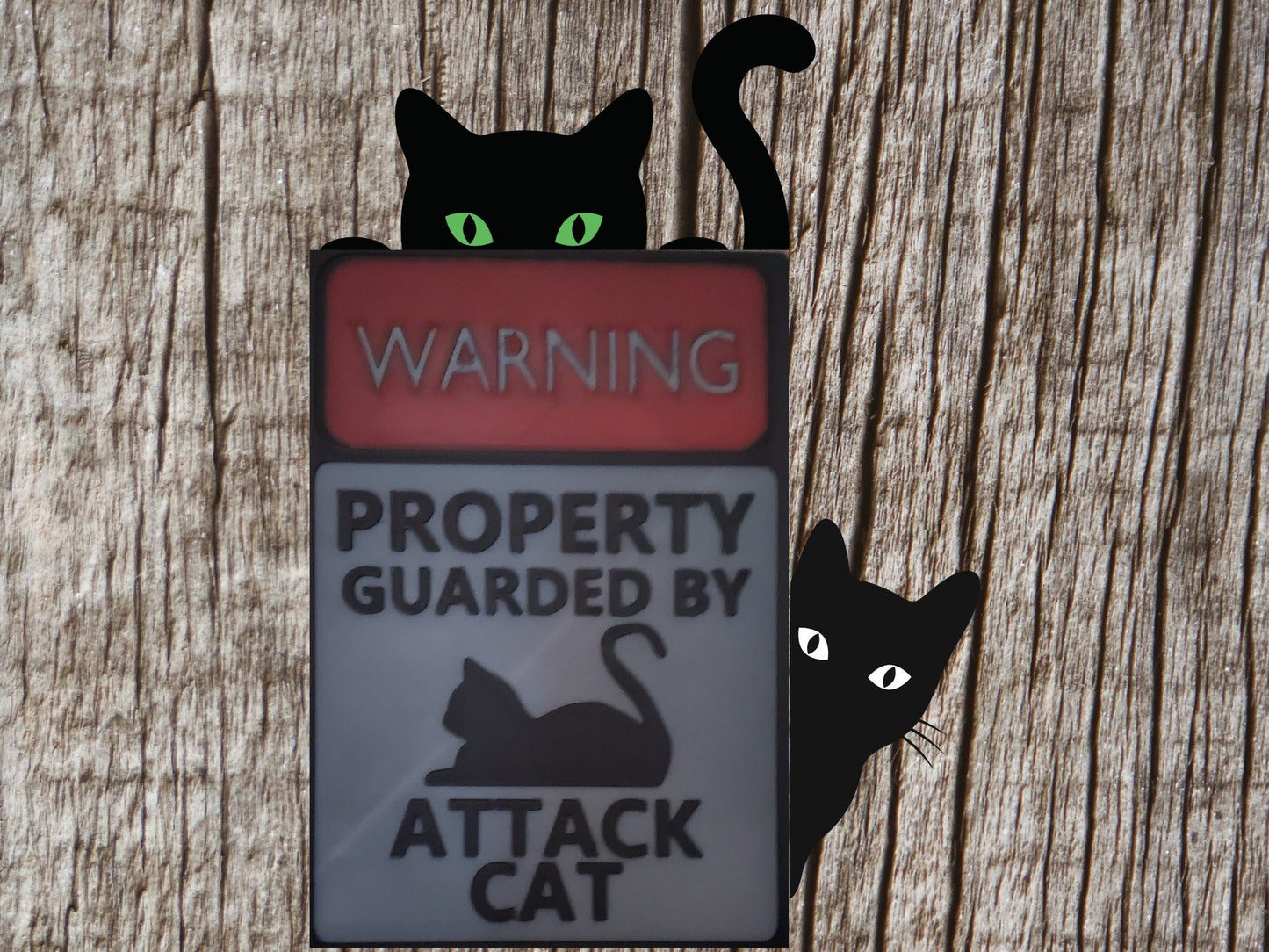 3d Printed Warning sign- Attack Cat-Funny