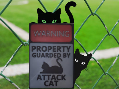 3d Printed Warning sign- Attack Cat-Funny