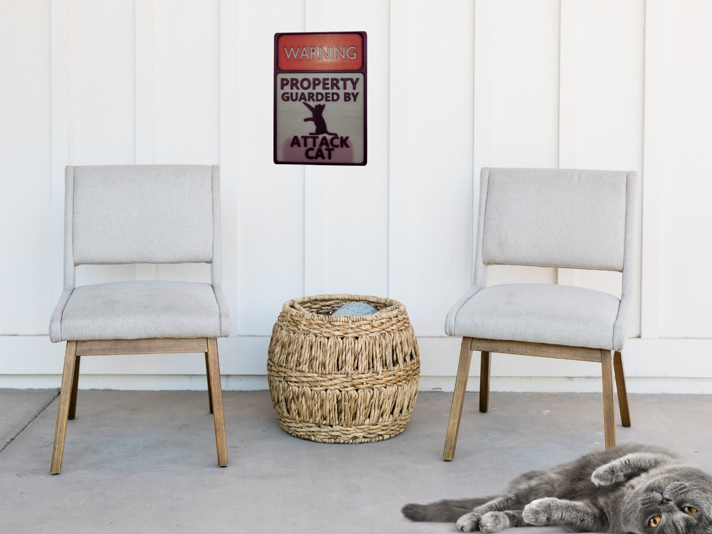 3d Printed Warning sign- Attack Cat-Funny