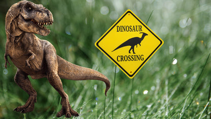 Dinosaur crossing Sign- Funny- 3d Printed-Dino Crossing