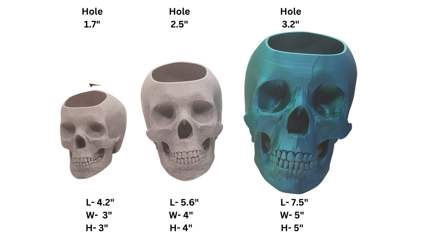 Skull Planter-3D Printed-Human Skull Replica-Skull Pot-Spooky Planter-Skull 3D Printed Plant Pot-Office Planter-Indoor Plant Pot-Goth Décor