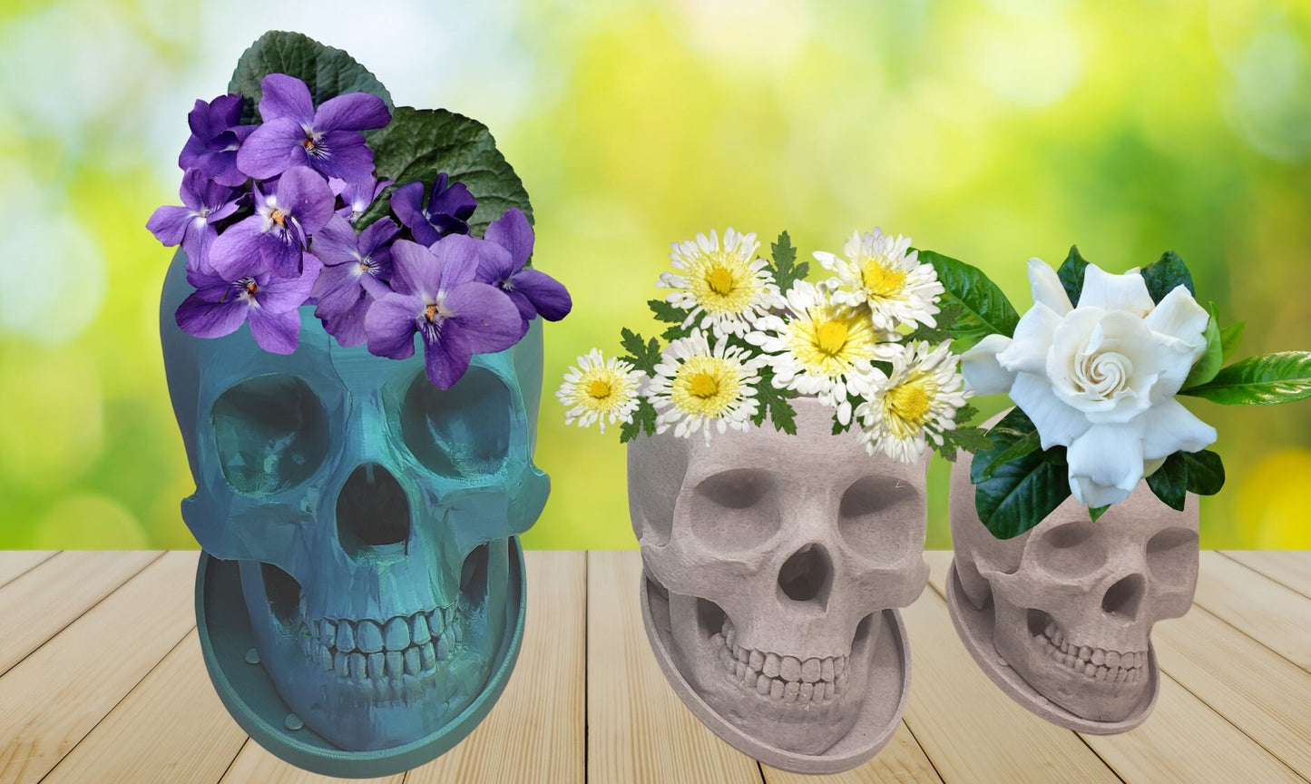 Skull Planter-3D Printed-Human Skull Replica-Skull Pot-Spooky Planter-Skull 3D Printed Plant Pot-Office Planter-Indoor Plant Pot-Goth Décor