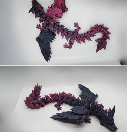Winged Dragon-Crystal winged Dragon-3d printed Dragon-Articulated winged Dragon-3D Printed Sensory Stress Fidget-Fidget-Dragon fidget
