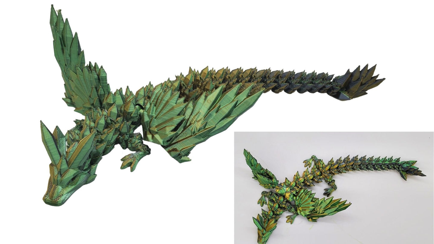 Winged Dragon-Crystal winged Dragon-3d printed Dragon-Articulated winged Dragon-3D Printed Sensory Stress Fidget-Fidget-Dragon fidget