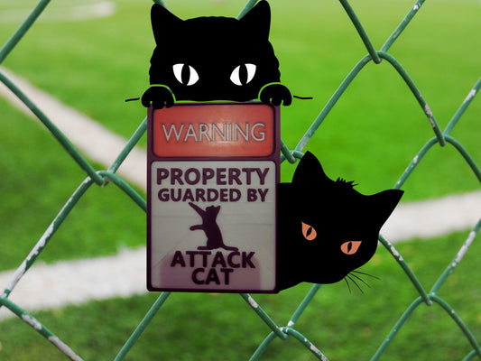 3d Printed Warning sign- Attack Cat-Funny