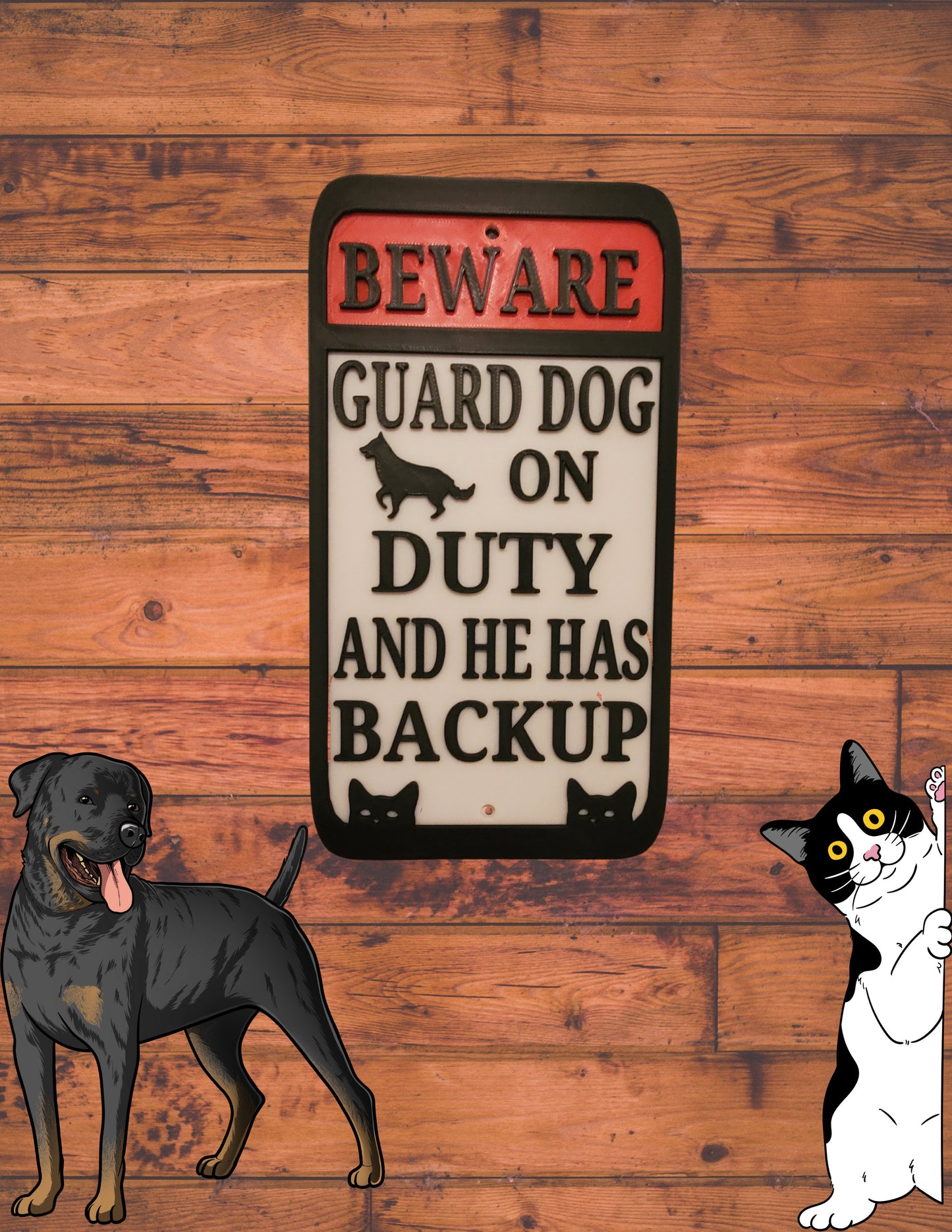 Guard Dog Sign- Funny- 3d Printed