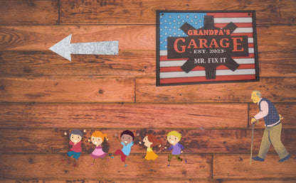 Grandpa's Garage Sign, 3D Printed American Flag, Father's Day Gift