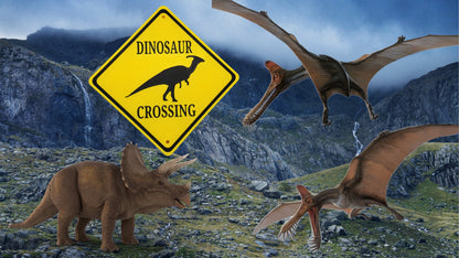 Dinosaur crossing Sign- Funny- 3d Printed-Dino Crossing