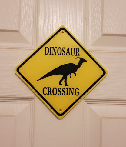 Dinosaur crossing Sign- Funny- 3d Printed-Dino Crossing