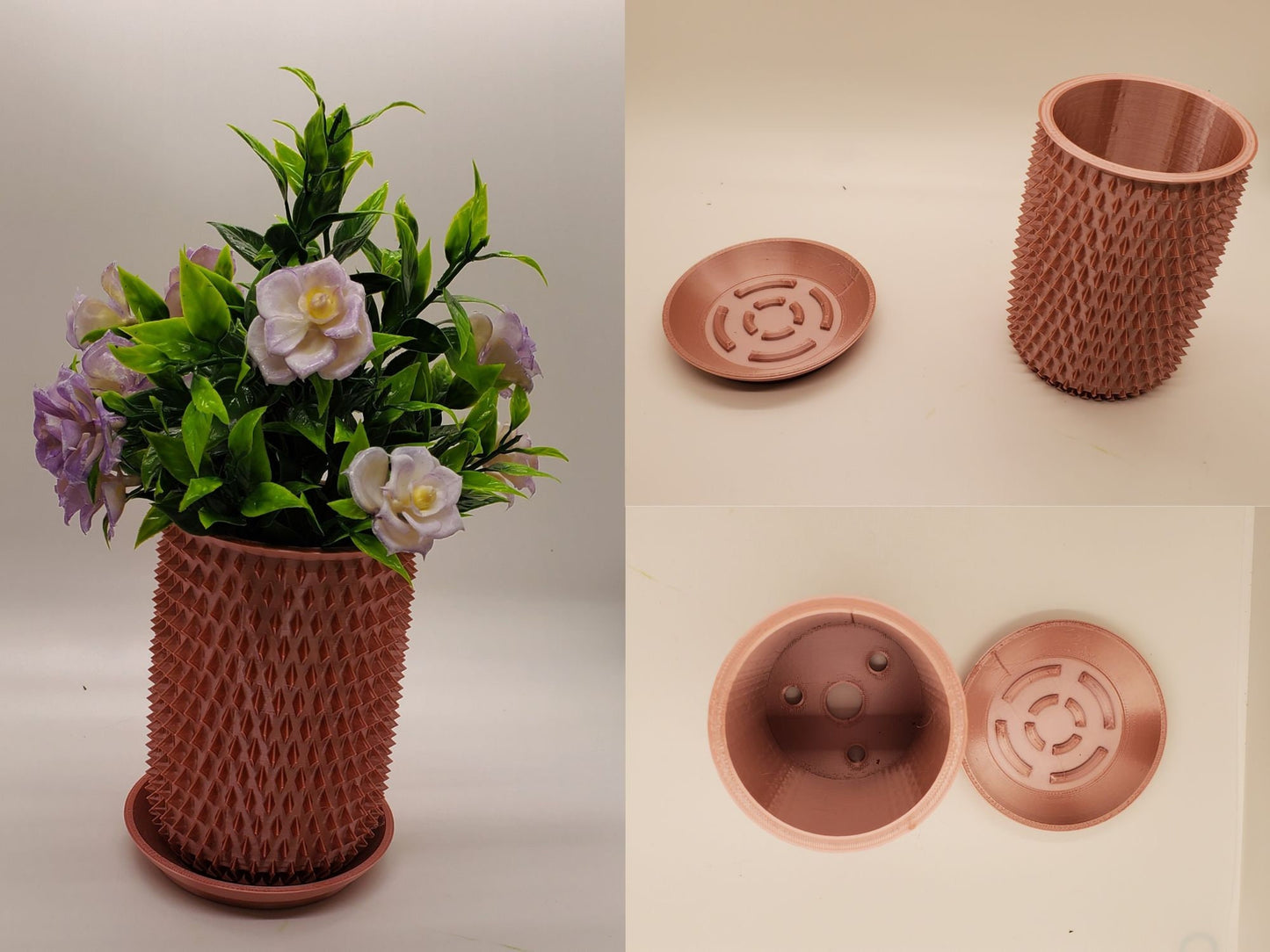 Indoor Spiked Planter Pot with Drainage- 3D Printed