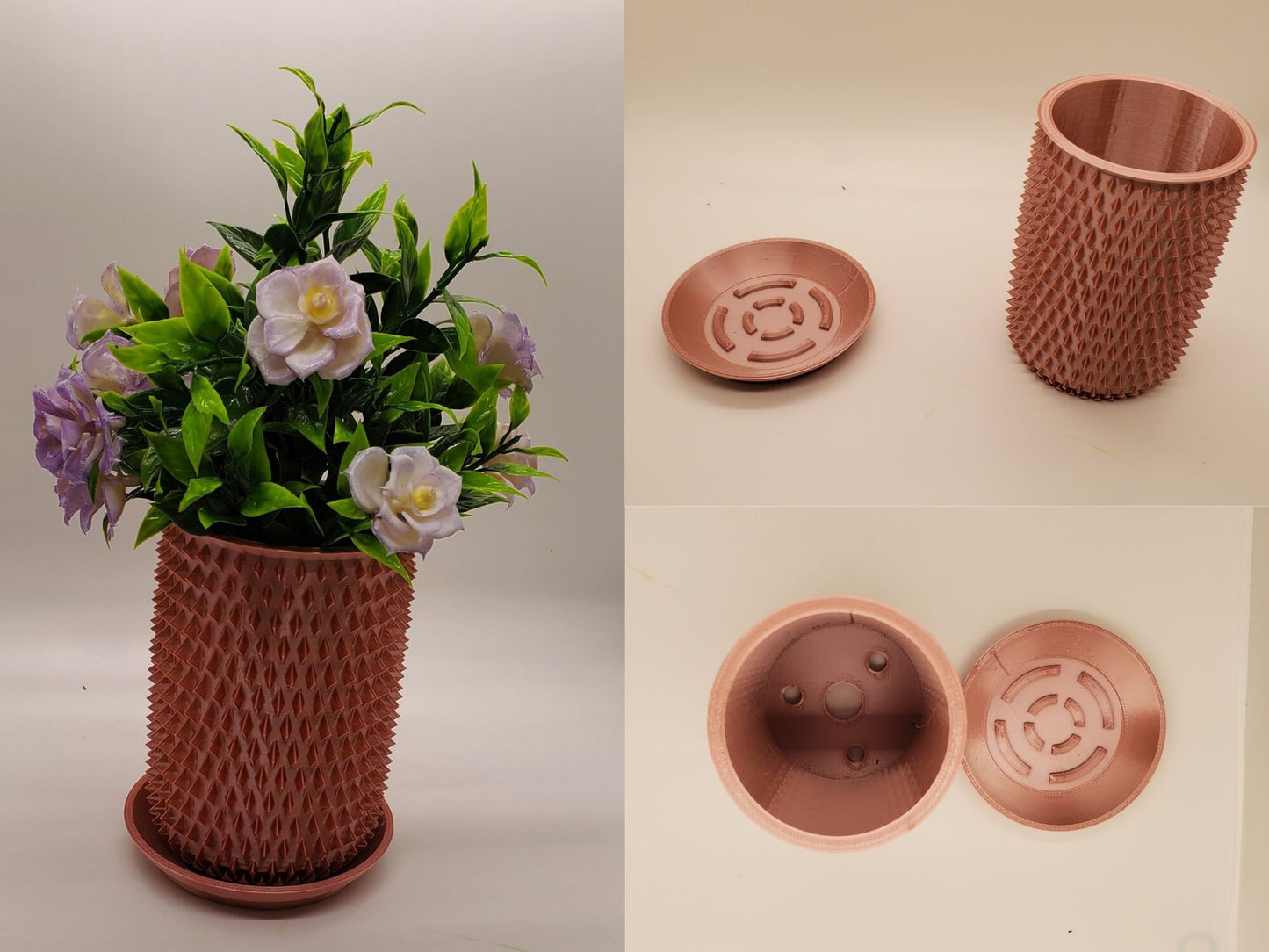 Indoor Planter Pot with Drainage- Innovative Spiked 3D Printed  for Flower and Succulents, Home and Office Décor