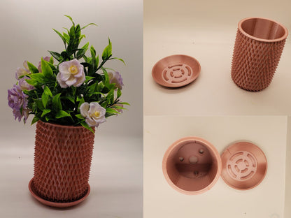 Indoor Planter Pot with Drainage- Innovative Spiked 3D Printed  for Flower and Succulents, Home and Office Décor