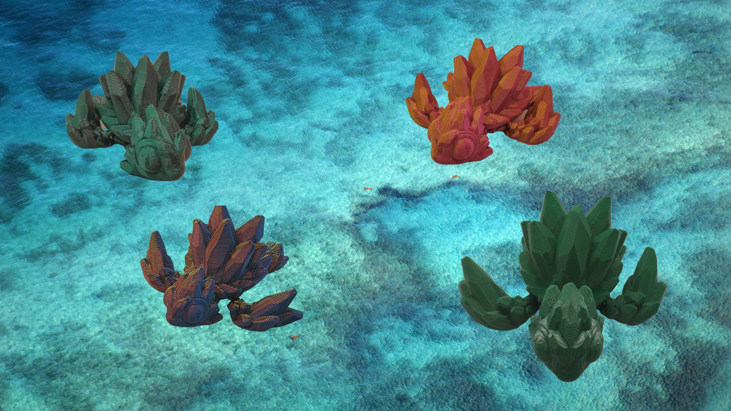 Articulated gemstone turtle. Desktop toy, stress reliever, fidget animal, birthday gift. 3d Printed