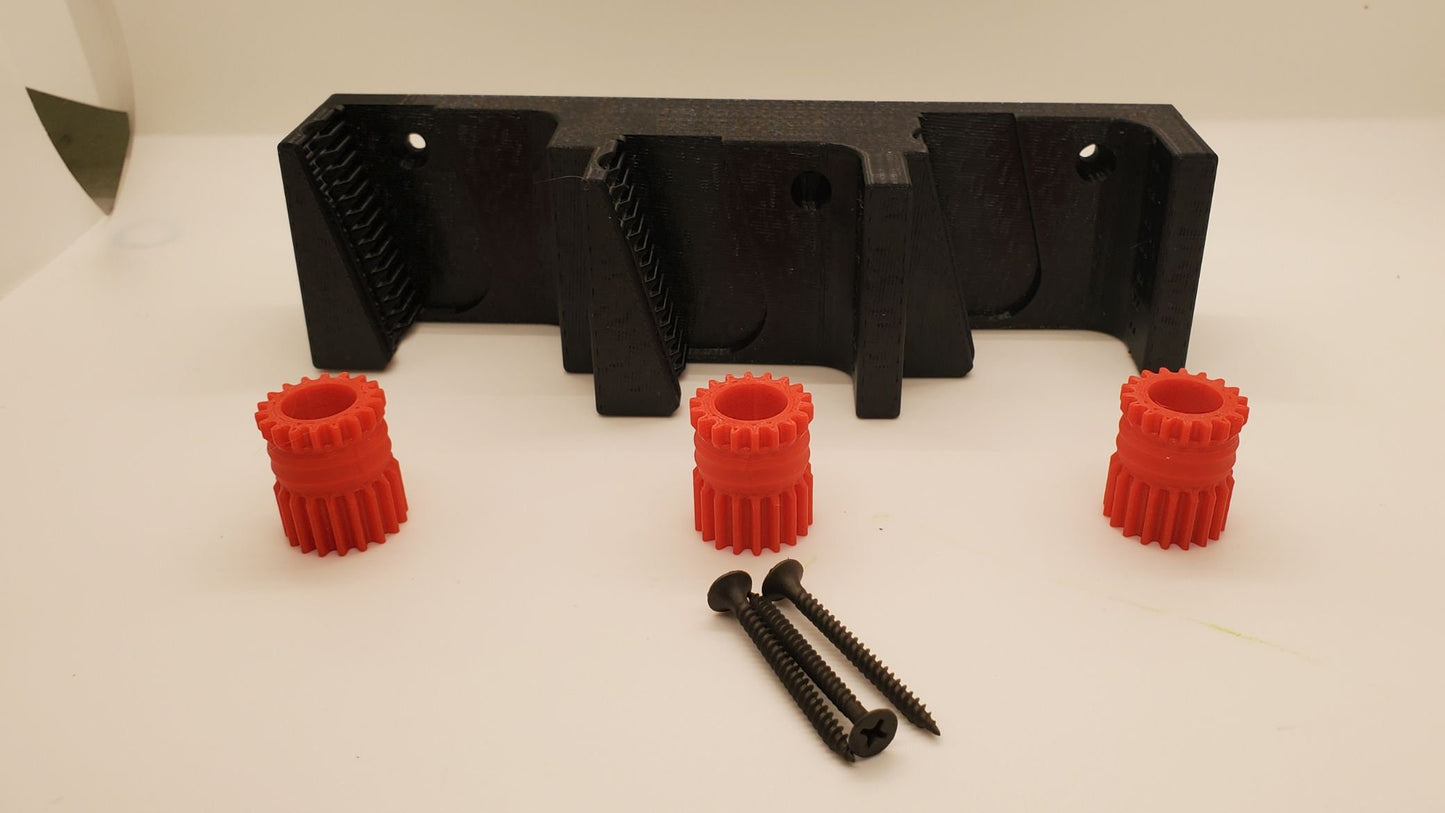 Wall Mounted Trio Broom Holder, PETG Plastic, Gravity Clamp