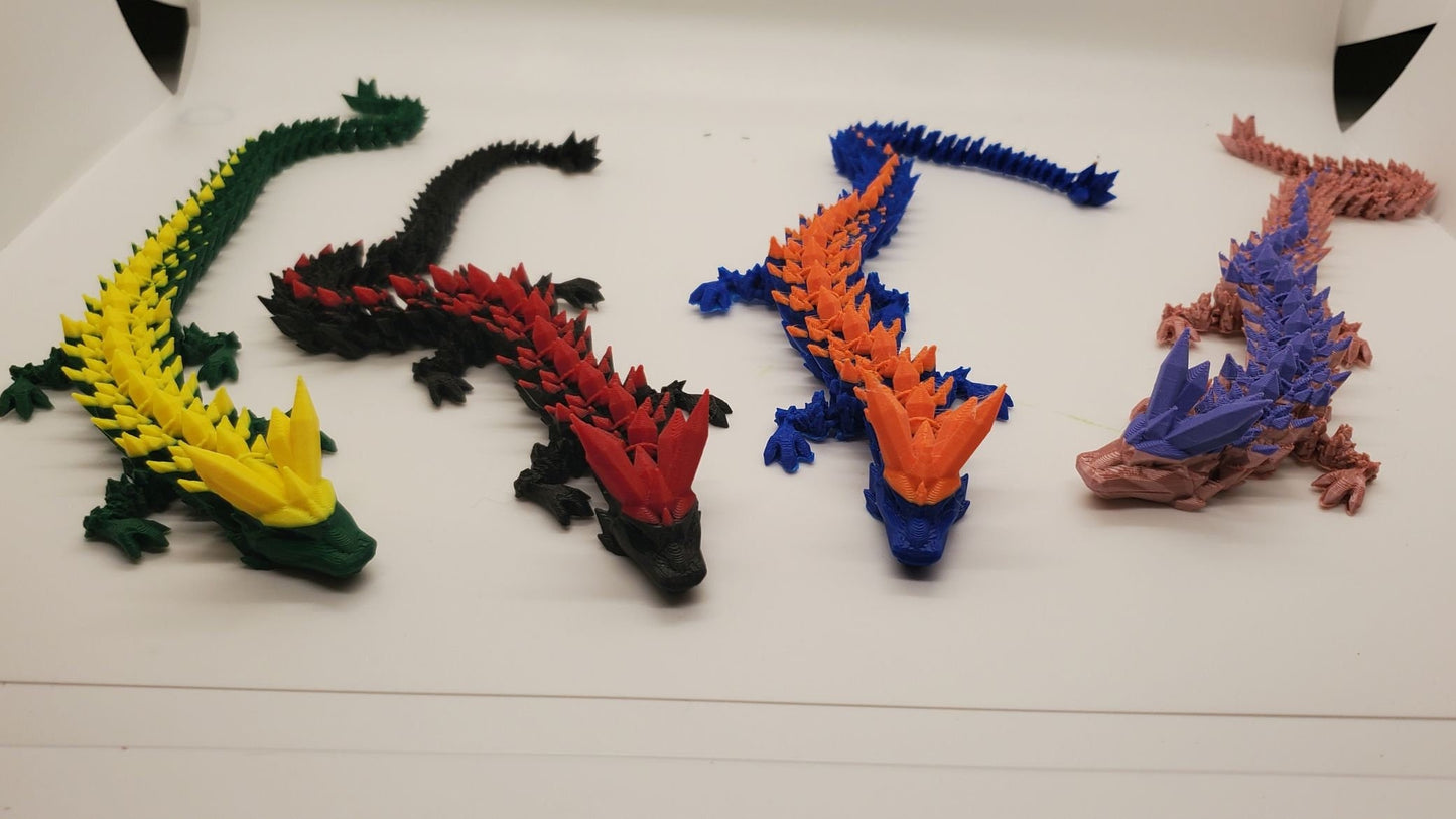 Dragon-Crystal Dragon-3d printed Dragon-Articulated  Dragon-3D Printed Sensory Stress Fidget-Articulated Crystal Dragon-Fidget-dragon fidget