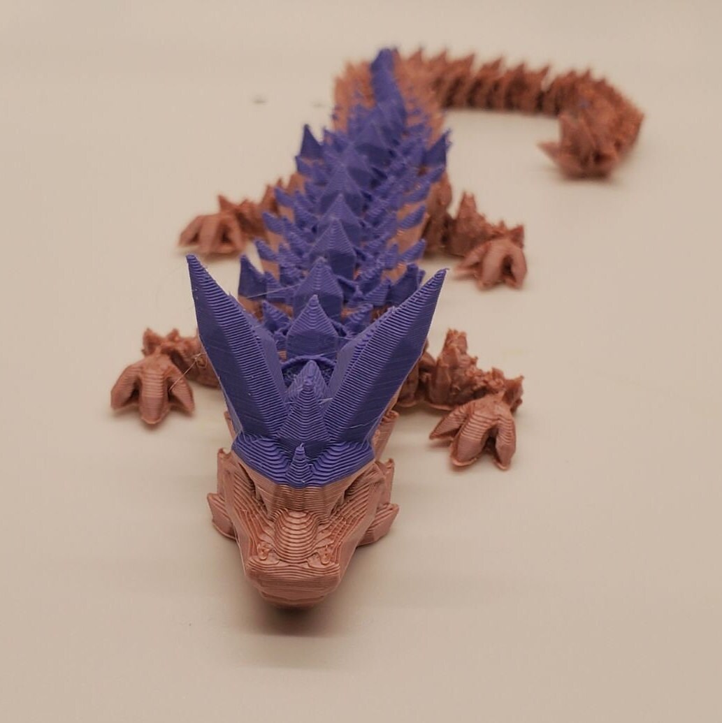Dragon-Crystal Dragon-3d printed Dragon-Articulated  Dragon-3D Printed Sensory Stress Fidget-Articulated Crystal Dragon-Fidget-dragon fidget