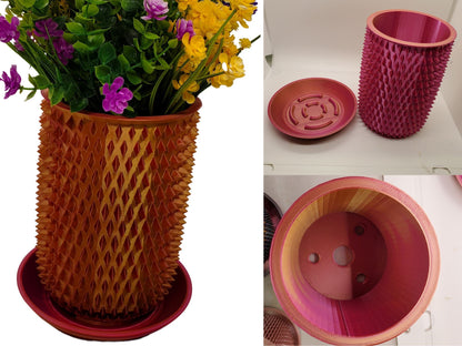 Indoor Planter Pot with Drainage- Innovative Spiked 3D Printed  for Flower and Succulents, Home and Office Décor