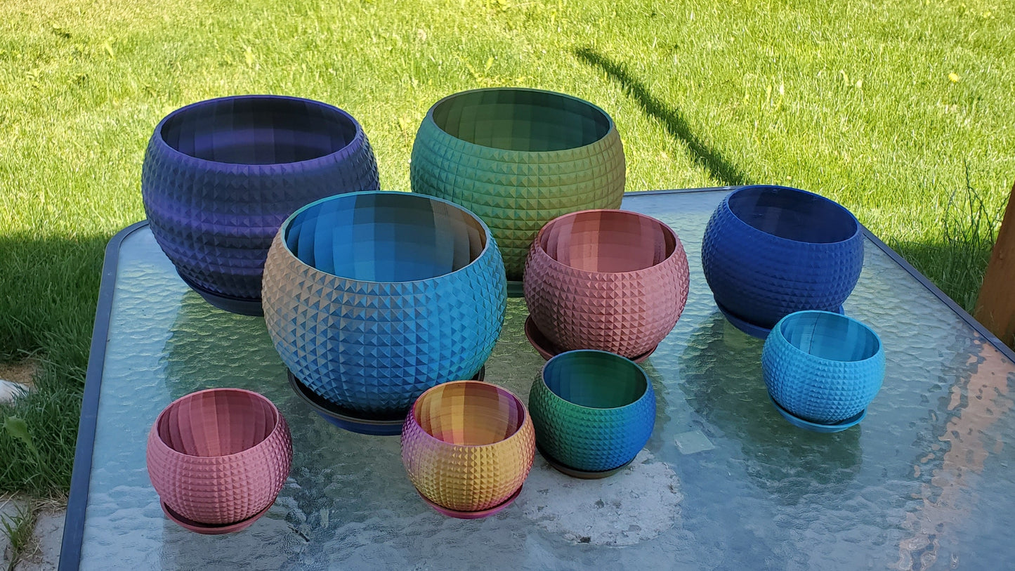 Indoor Planter Pot with Drainage- Innovative Geometric 3D Printed  for Flower and Succulents, Home and Office Décor