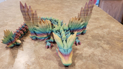 Winged Dragon-Crystal winged Dragon-3d printed Dragon-Articulated winged Dragon-3D Printed Sensory Stress Fidget-Fidget-Dragon fidget