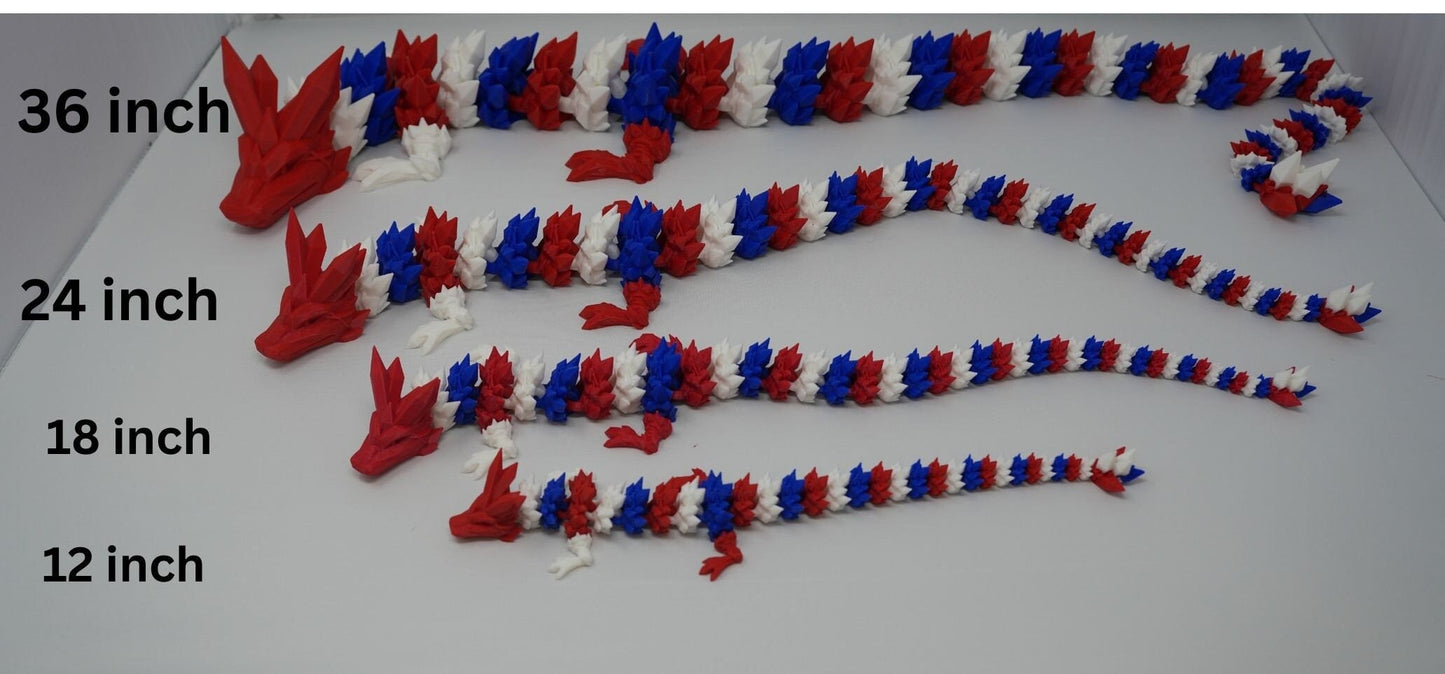 Red, White, and Blue Dragon 3d printed