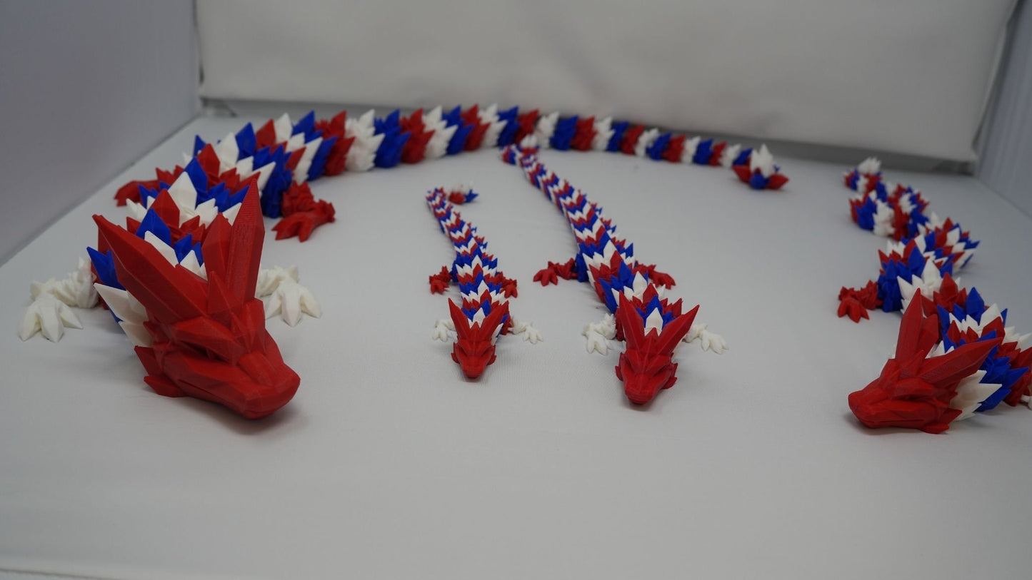 Red, White, and Blue Dragon 3d printed