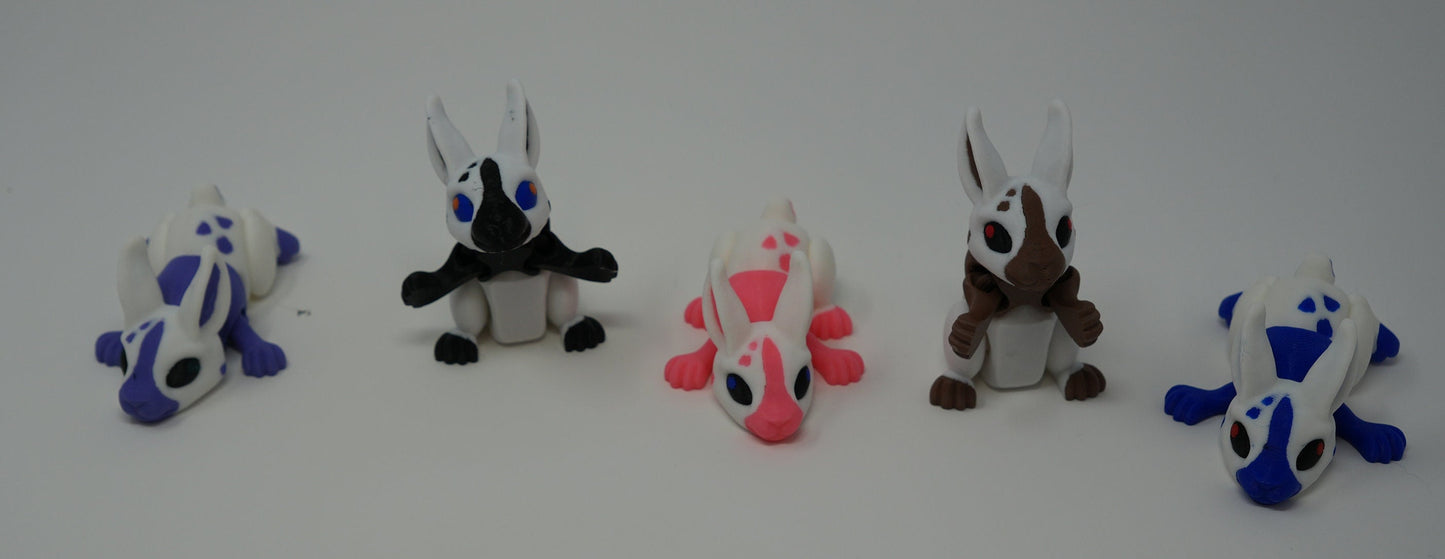 Articulated Bunnies - 3D Printed, Flexible Jointed Bunny Figures with Egg, Perfect Easter Decor & Collectible Gift