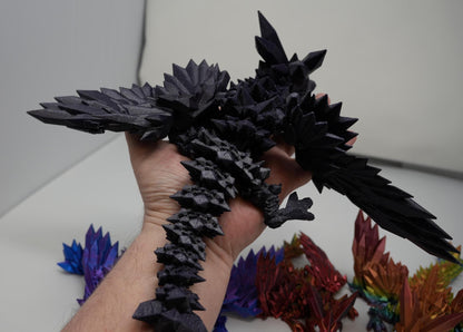 Baby Winged Dragon-Crystal winged Dragon-3d printed Dragon-Articulated winged Dragon-3D Printed Sensory Stress Fidget-Fidget-Dragon fidget