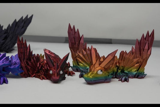 Baby Winged Dragon-Crystal winged Dragon-3d printed Dragon-Articulated winged Dragon-3D Printed Sensory Stress Fidget-Fidget-Dragon fidget