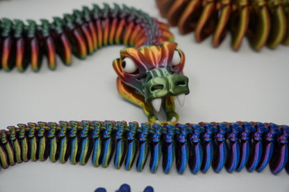 Articulated Skeleton Snake Fidget Toy, 3D Printed Slithery Stress Relief