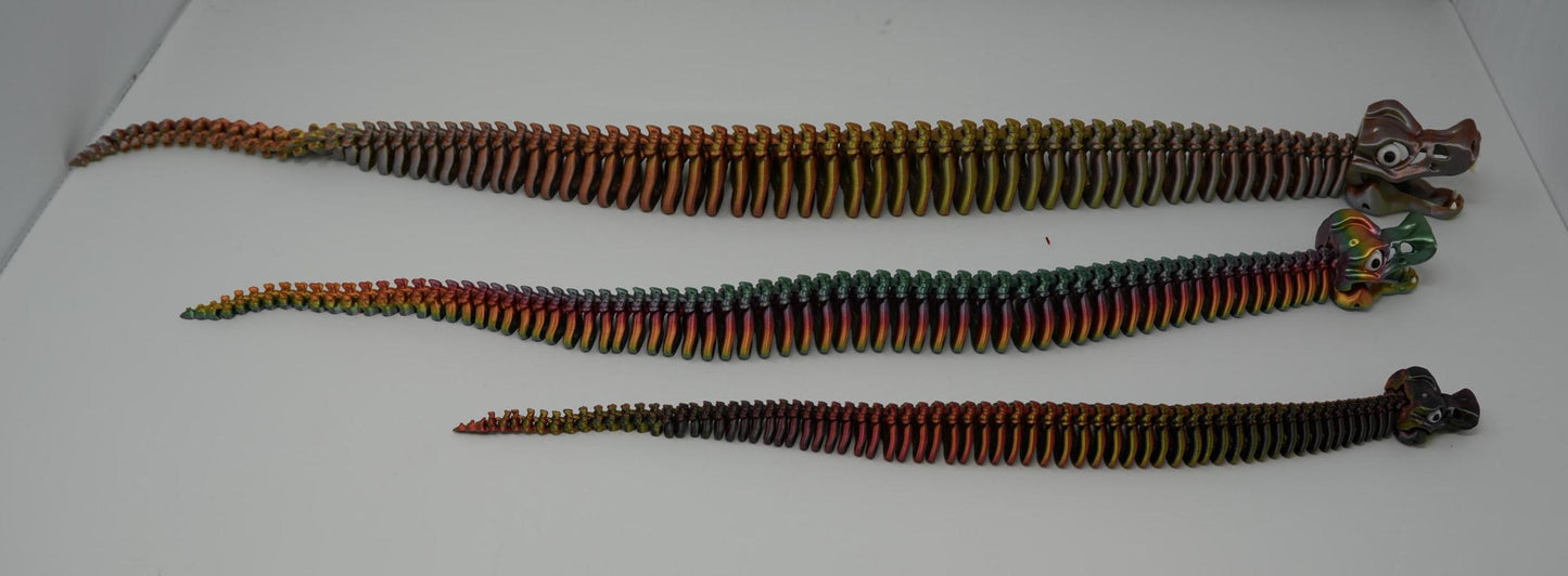 Articulated Skeleton Snake Fidget Toy, 3D Printed Slithery Stress Relief