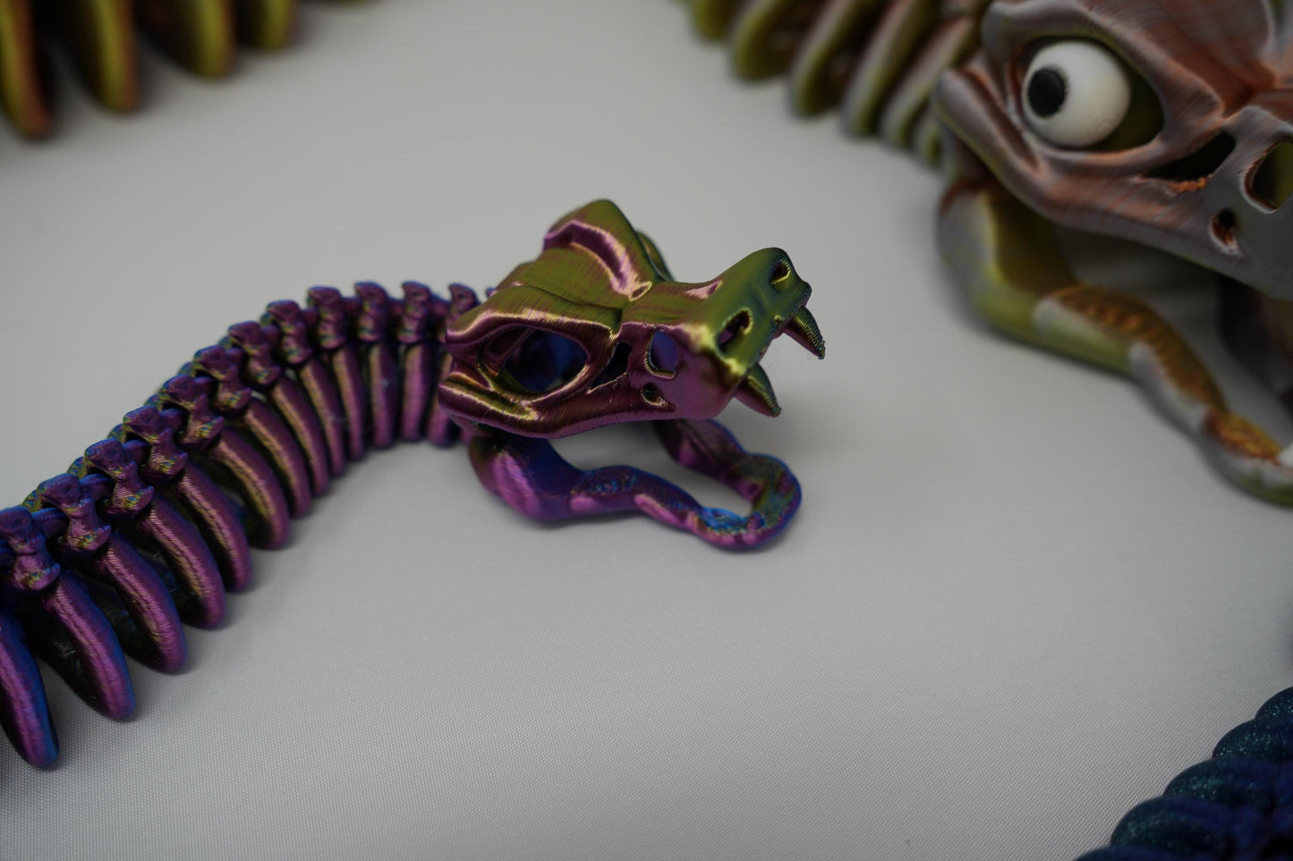 Articulated Skeleton Snake Fidget Toy, 3D Printed Slithery Stress Relief