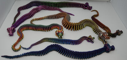 Articulated Skeleton Snake Fidget Toy, 3D Printed Slithery Stress Relief