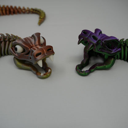 Articulated Skeleton Snake Fidget Toy, 3D Printed Slithery Stress Relief