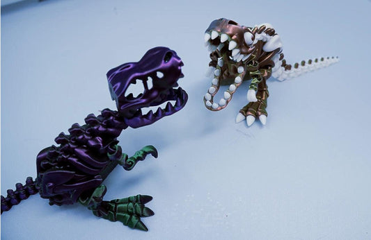 3D Printed Articulating T-Rex Skeleton, Dinosaur Fidget Toy