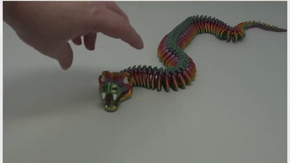 Articulated Skeleton Snake Fidget Toy, 3D Printed Slithery Stress Relief