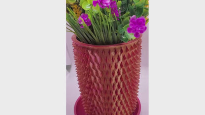 Indoor Planter Pot with Drainage- Innovative Spiked 3D Printed  for Flower and Succulents, Home and Office Décor