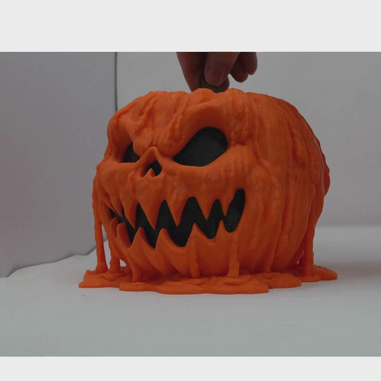 Video of a 3d printed melting pumpkin showing different sides