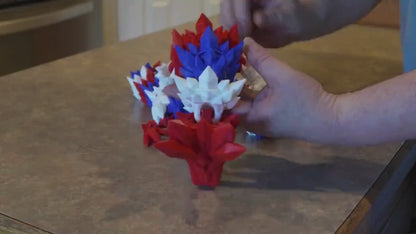 Red,white, and Blue Dragon-Crystal Dragon-3d printed Dragon-Articulated  Dragon-3D Printed Sensory Stress Fidget-Dragon-Fidget-dragon fidget