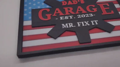 3D Printed Dad's Garage Sign, American Flag, Father's Day Gift
